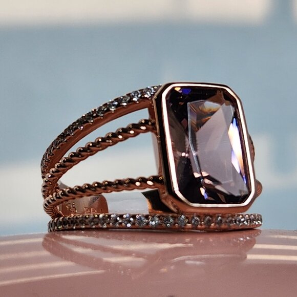 NIB HUGE 4.12ctw Blush Pink Zircon 18K RG over 925 Ring Size 9 - Picture 4 of 12